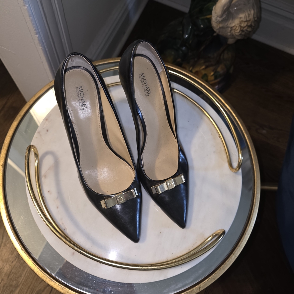 Michael Kors Black Heels with Gold Accents